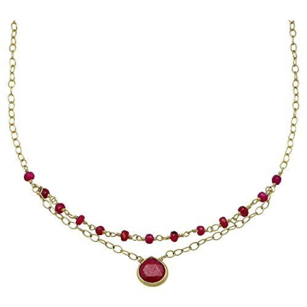 7805 Ruby Layering Necklace , Premium Layered Gold Necklaces - Tarnish Free